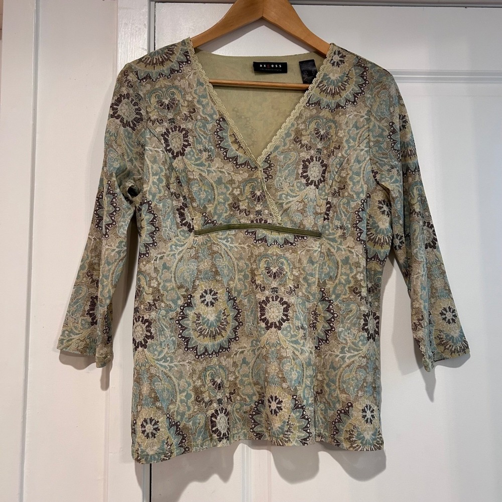 VTG Y2K Fairy Grunge Whimsigoth Paisley Babydoll Top Women's XL Retro 90s Boho